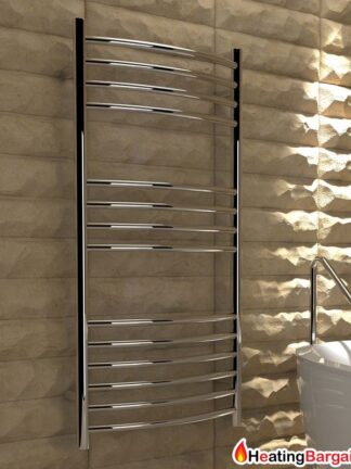 Kudox Lugana Designer Towel Rail Curved 500mm x 1000mm Stainless Steel