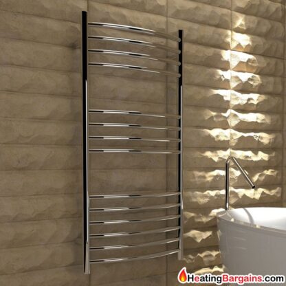 Kudox Lugana Designer Towel Rail Curved 500mm x 1000mm Stainless Steel